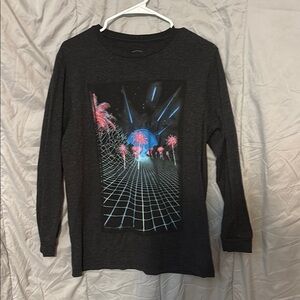 Black Long Sleeve Shirt with Graphic Design